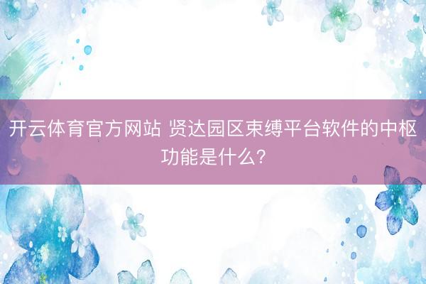 开云体育官方网站 贤达园区束缚平台软件的中枢功能是什么?