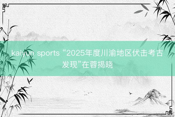 kaiyun sports “2025年度川渝地区伏击考古发现”在蓉揭晓